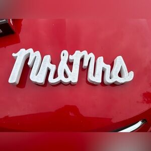 Mr and Mrs Wooden White Wedding sign